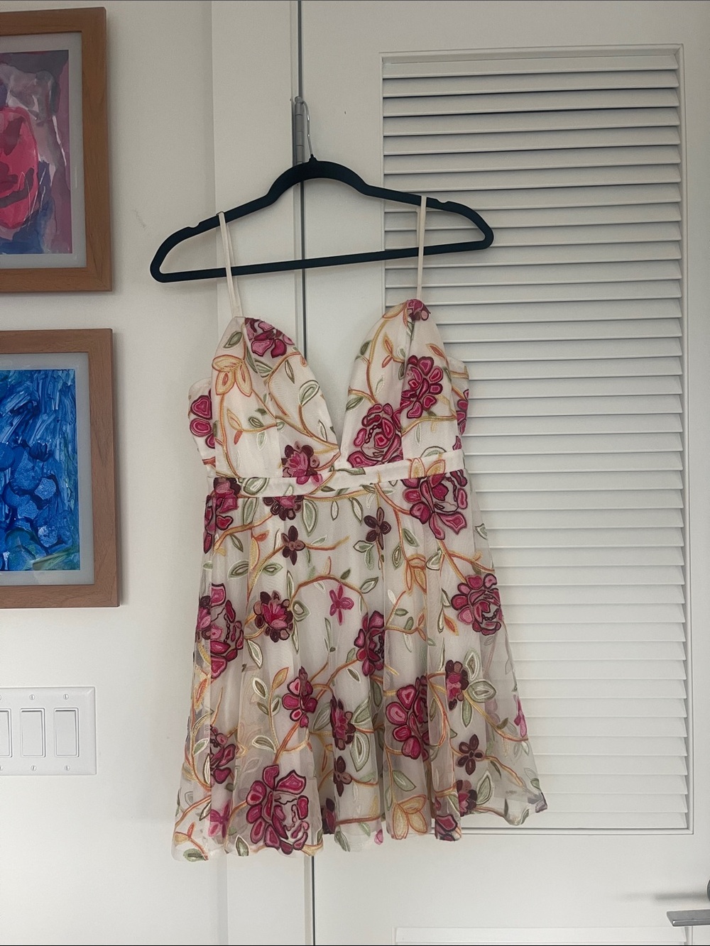 Floral Embroidered Mini Dress